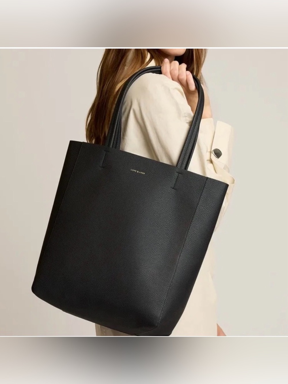 Love & Lore Women’s Casual All Black Tote Bag, Excellent Condition